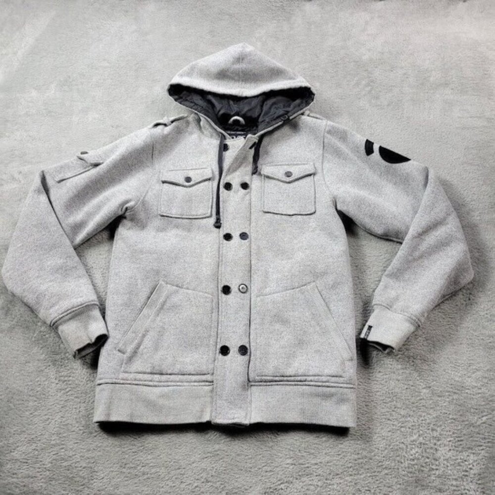 Empyre Jacket Mens Medium Gray Field Utility Fleece Warm Snowboarding Full‎ Zip